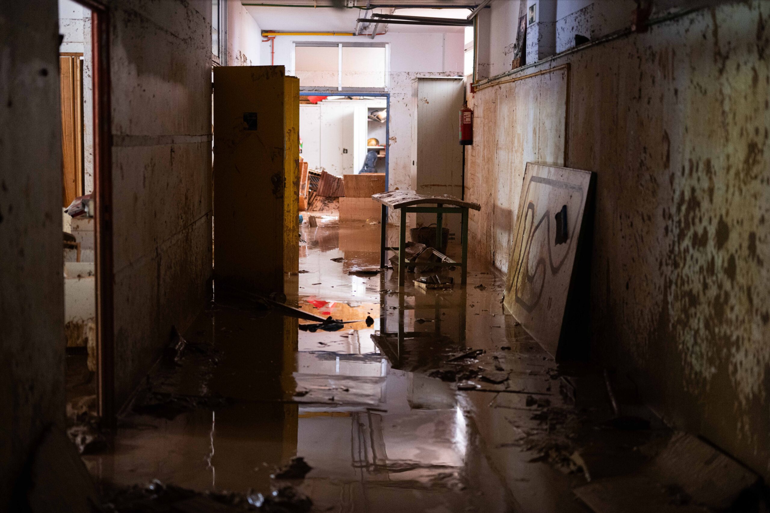 Imatge d'arxiu de l’interior de l’escola Gavina després de la gota freda (fotografia: Andreu Esteban)