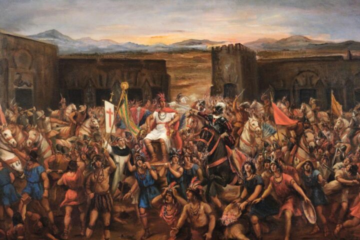 'La captura d'Atahualpa a Cajamarca', oli de Juan B. Lepiani.