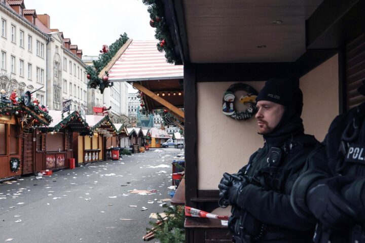 El mercat de Nadal que va patir l'atemptat, aquest matí (Fotografia de Filip Singer)