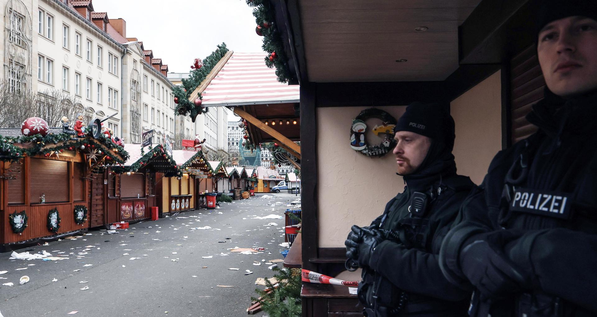 El mercat de Nadal que va patir l'atemptat, aquest matí (Fotografia de Filip Singer)