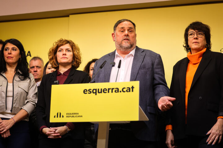 Junqueras, en un moment de la compareixença (fotografia: ACN / Jordi Borràs).