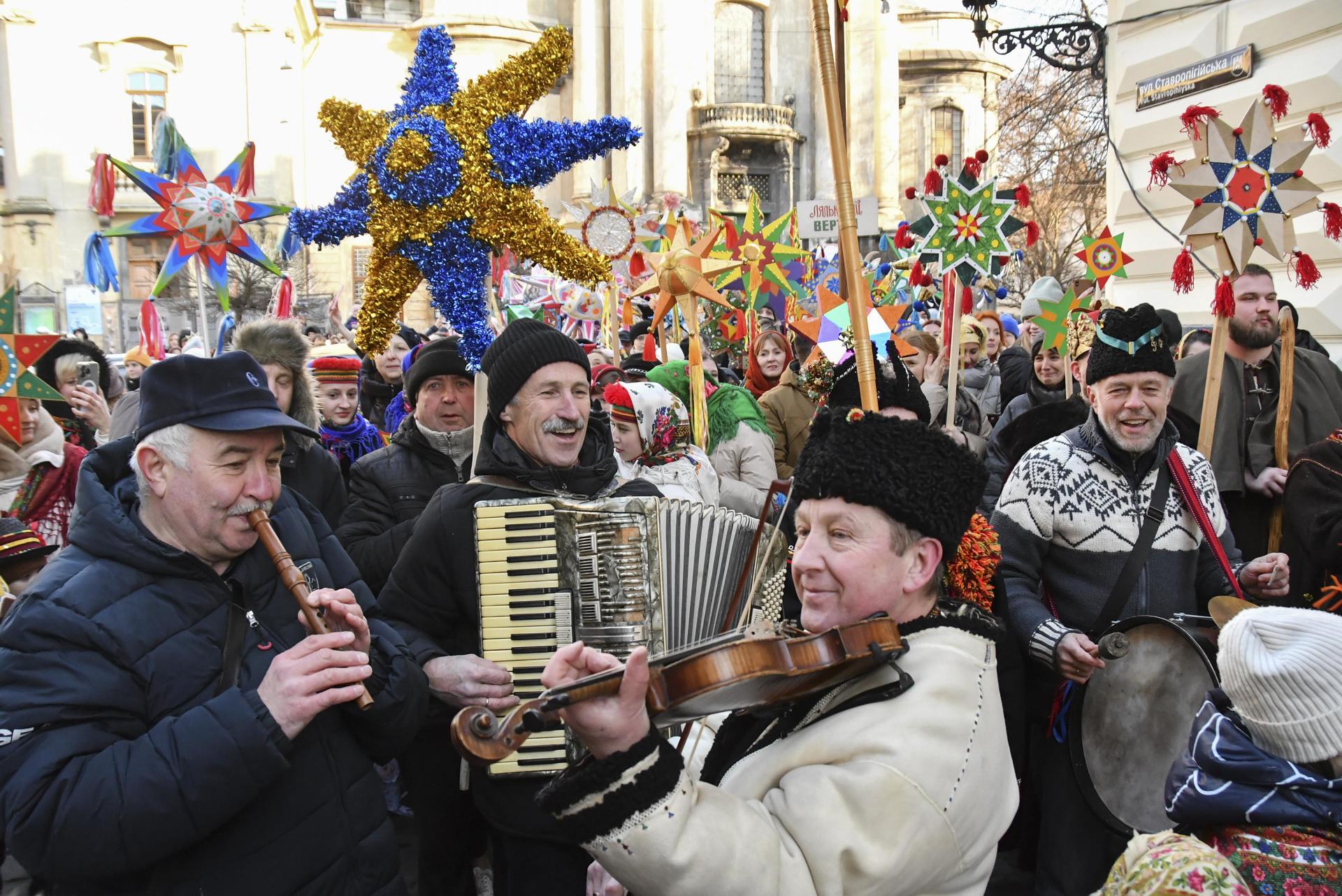 Música per celebrar el cap d'any a Lviv (Ucraïna)