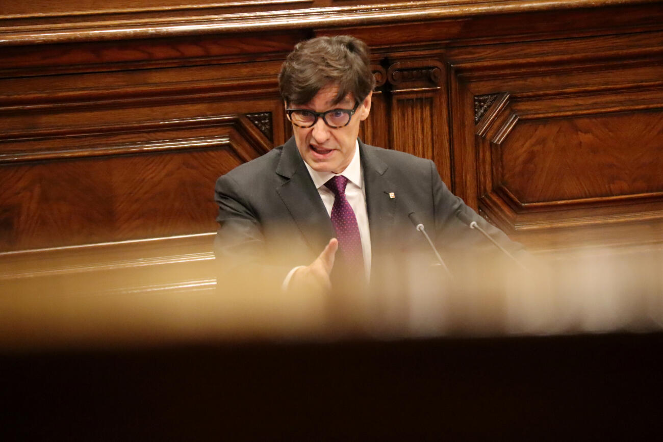 El president Illa, en un moment de la compareixença del ple (fotografia: ACN).