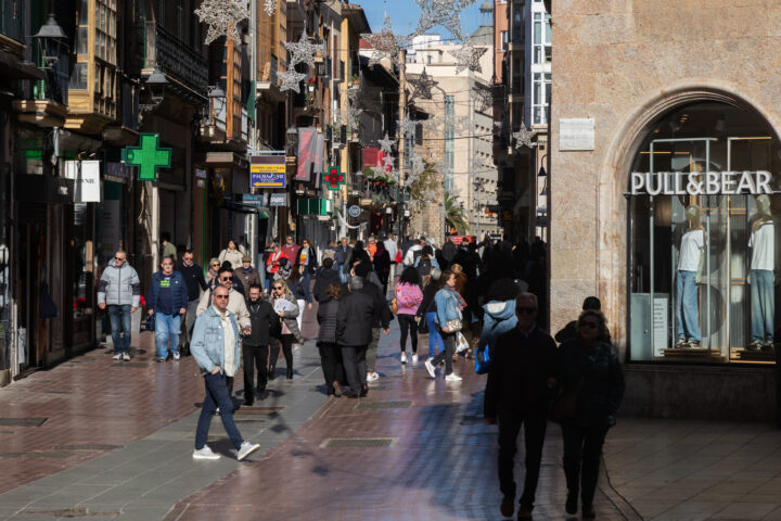 El carrer de Sant Miquel de Palma, ple de franquícies, aquesta setmana (fotografia: Martí Gelabert).