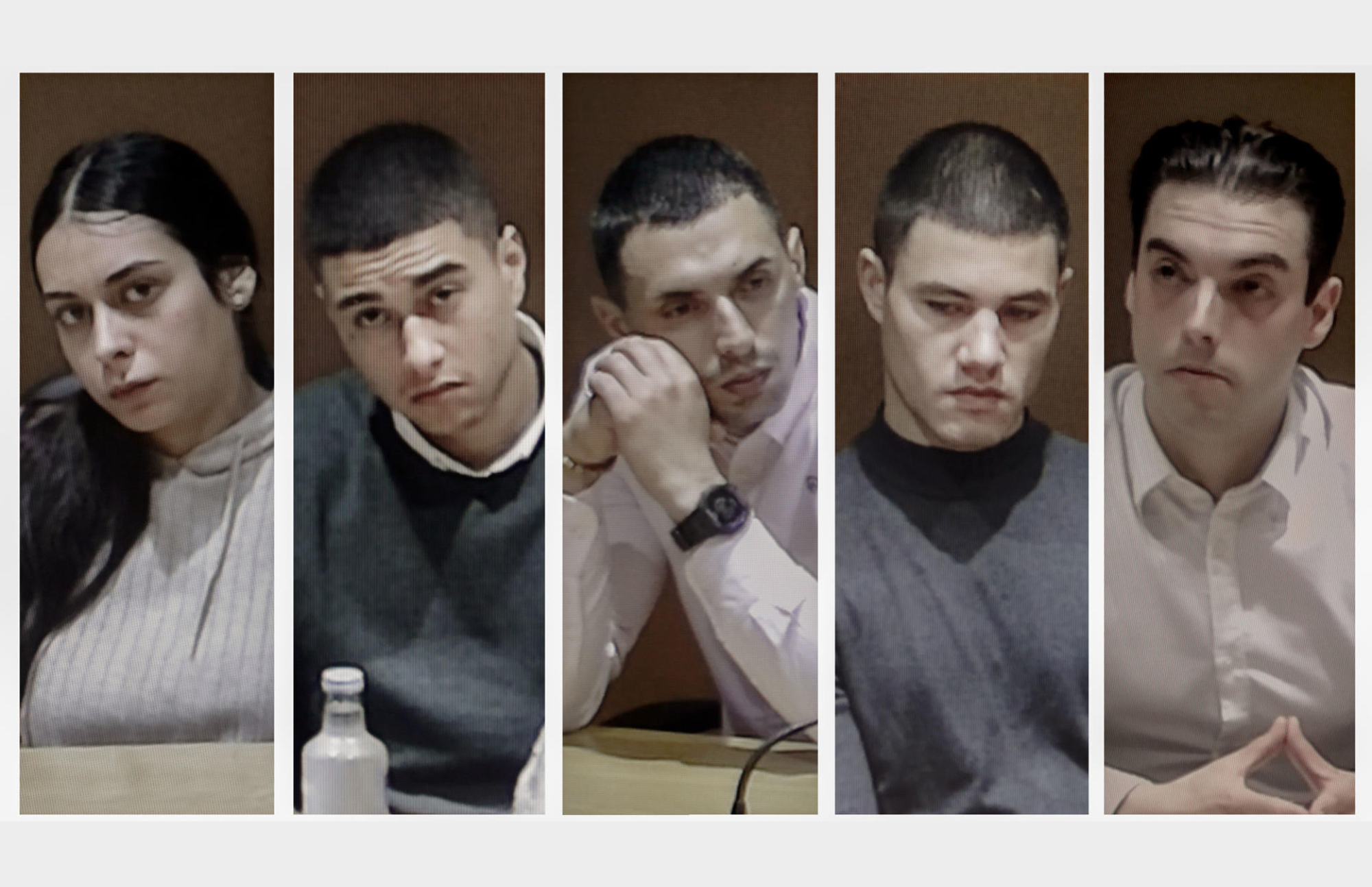 D'esquerra a dreta, els cinc acusats: Catherine 