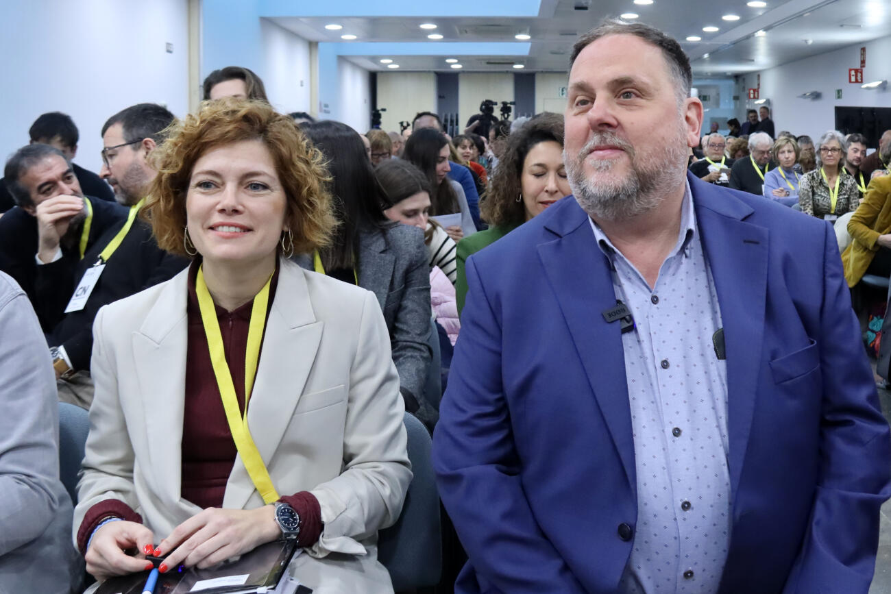 Elisenda Alamany i Oriol Junqueras, en un consell nacional d'ERC (Fotografia: ACN)