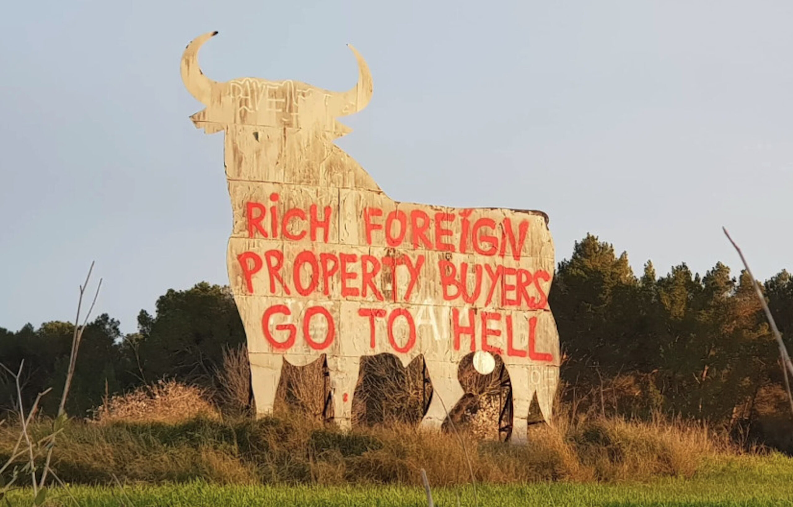 La pintada al brau d'Osborne de Mallorca (fotografia: @sos_residents).