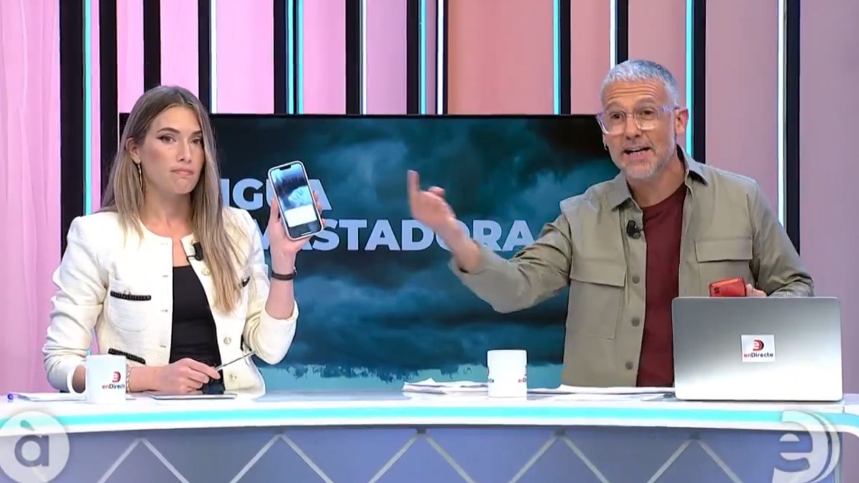 Els presentadors d''En directe' quan van rebre l'alerta per la gota freda el 29 d'octubre