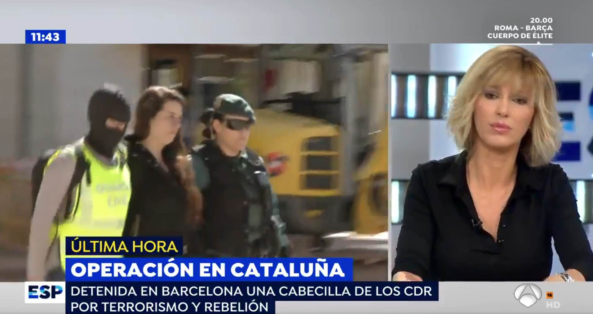 Susanna Griso durant la detenció de l'activista Tamara Carrasco