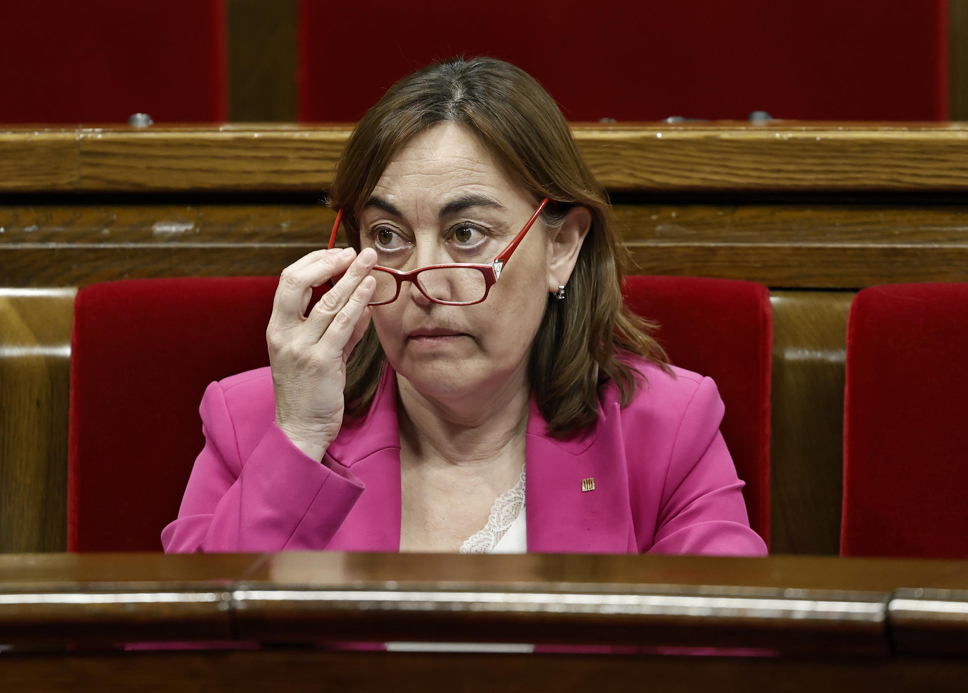 La consellera Paneque durant la sessió d'ahir (fotografia: Andreu Dalmau).