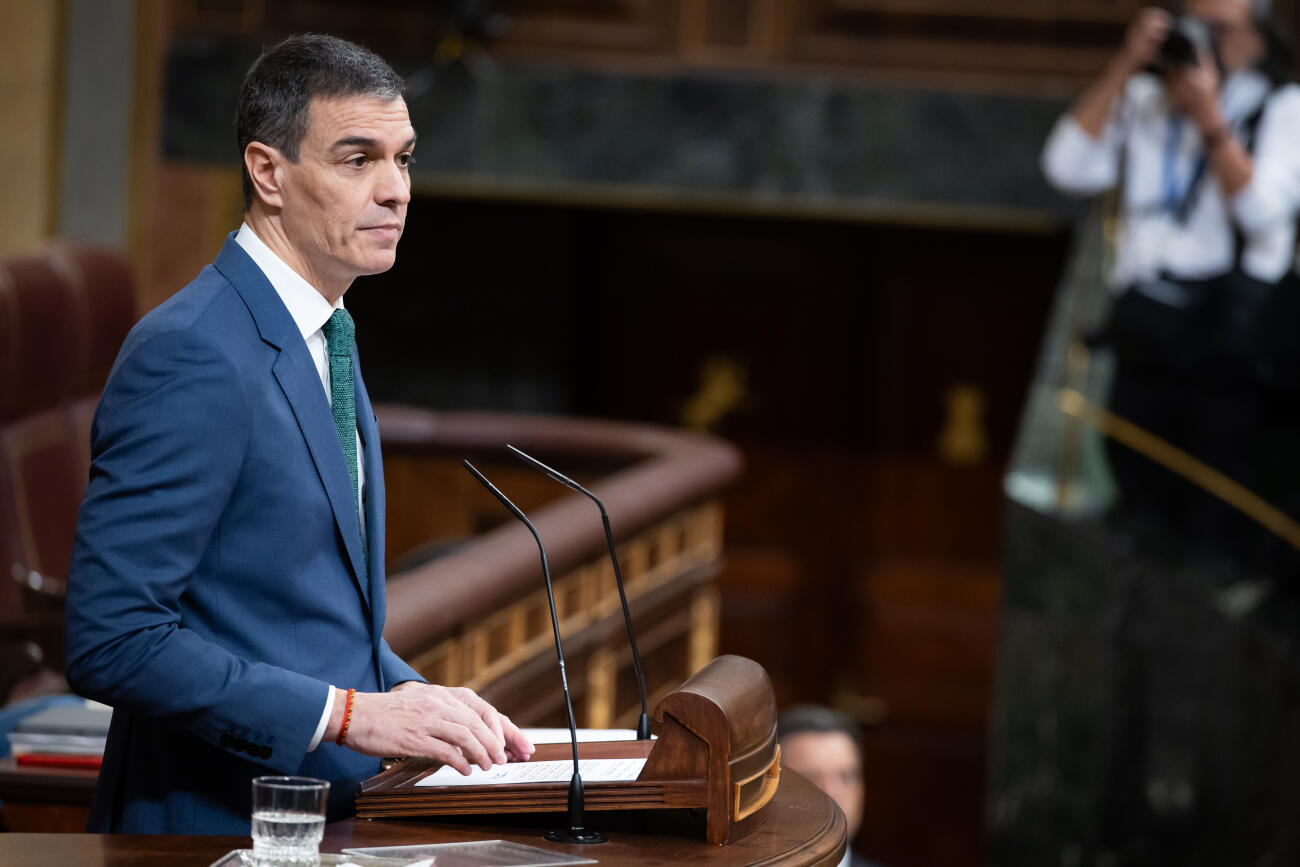 El president espanyol, Pedro Sánchez, durant la compareixença al congrés espanyol (fotografia: congrés espanyol).