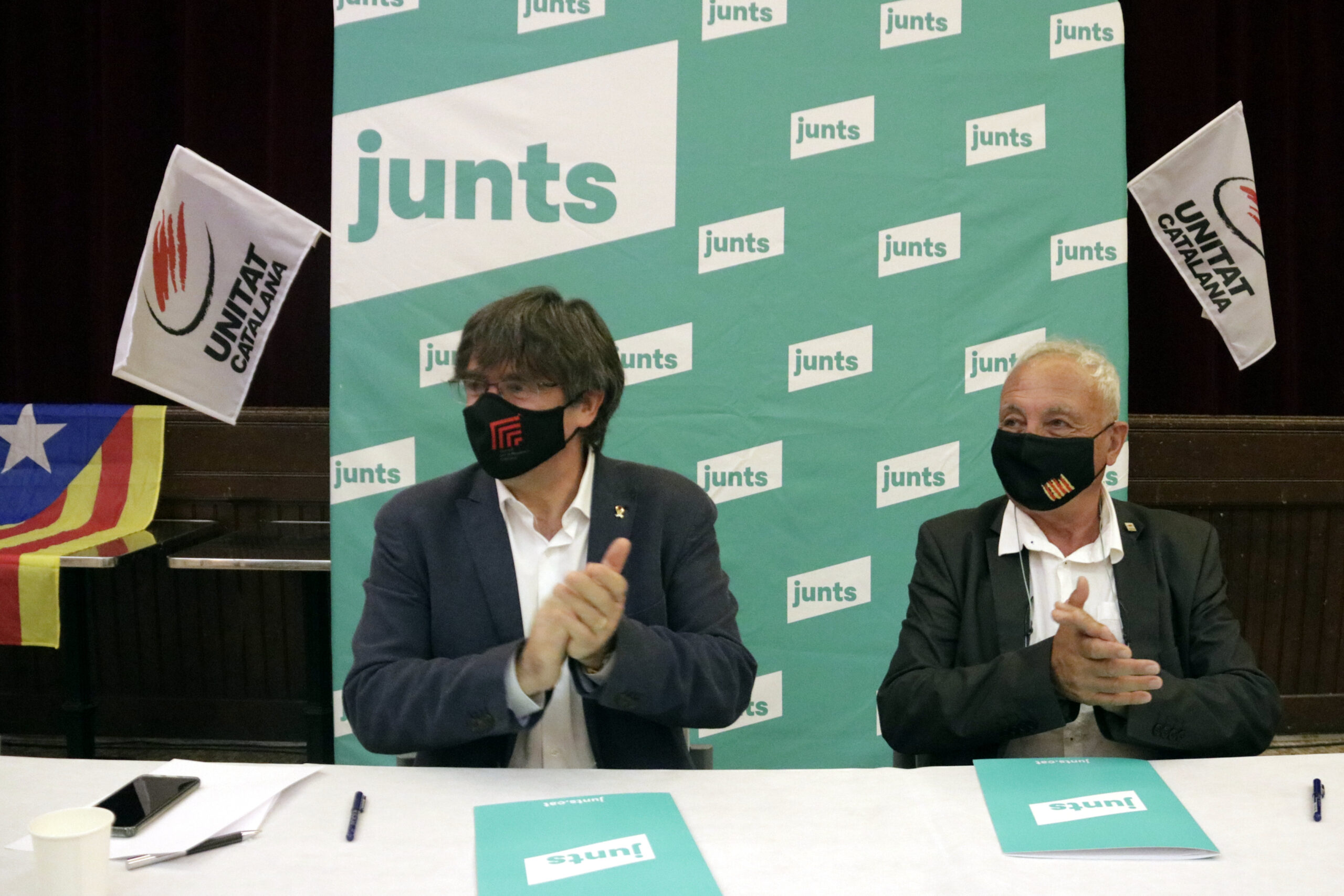 Imatge d'arxiu del president Carles Puigdemont i Jaume Pol, en un moment de la signatura de l'acord, el juliol del 2021.