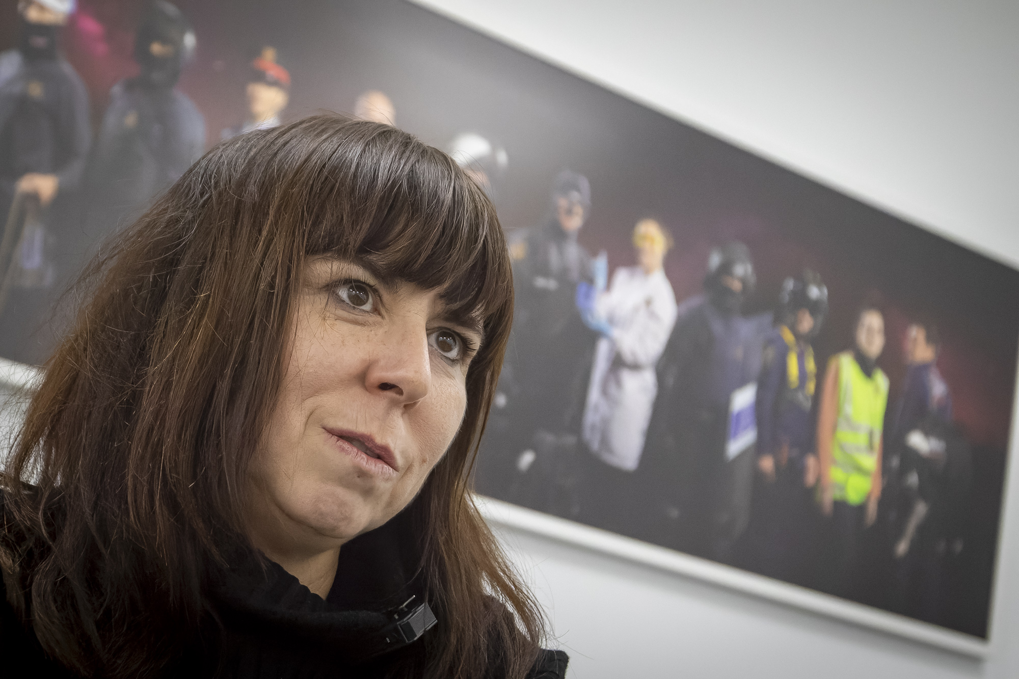 Imma Viudes, en un moment de l'entrevista, a la seu de SAP-FEPOL (fotografia: Albert Salamé).