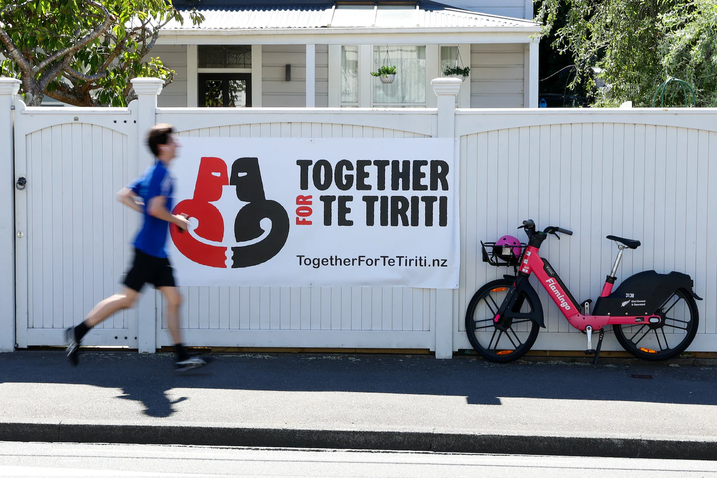 Cartell contrari al projecte de llei de David Seymour en una residència privada de Wellington, el febrer passat (fotografia: Hagen Hopkins/The Washington Post).