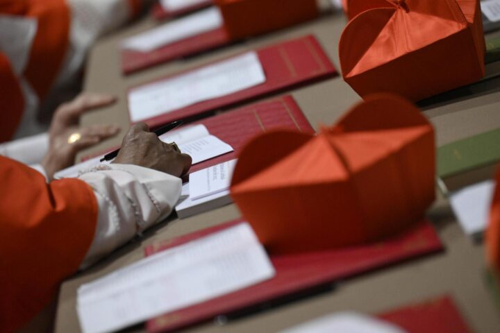 Els cardenals es van reunir a la Capella Sixtina per votar el nou papa (fotografia: cedida pel servei d'informació del Vaticà).