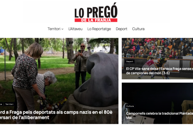 Neix Lo Pregó de la Franja, un digital en català per a donar veu a les comarques de la zona
