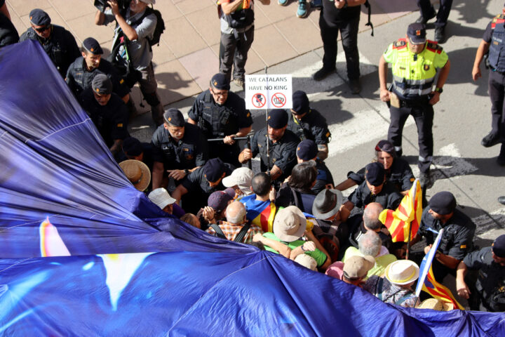 Un moment de la protesta de Montserrat (fotografia: ACN / Mar Martí).