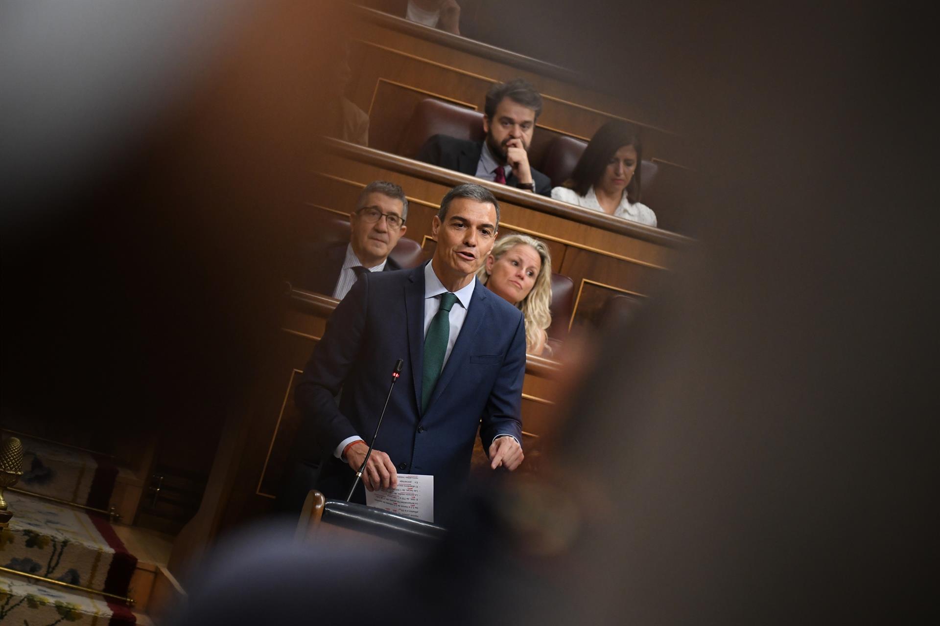 Pedro Sánchez, en una imatge d'arxiu, al congrés espanyol (fotografia: Europa Press / Fernando Sánchez).