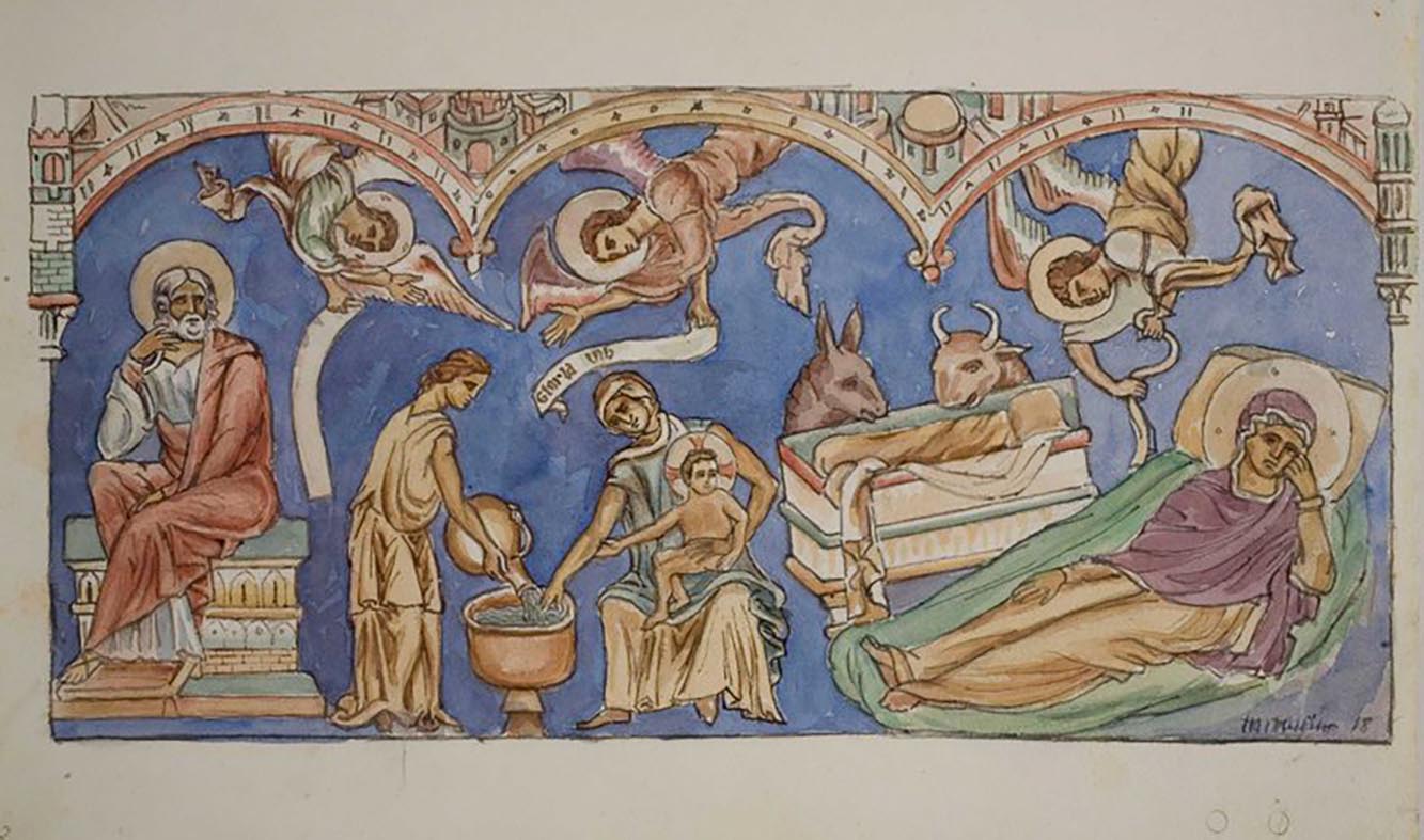 L’arquitecte Lluís Domènech i Montaner va copiar les pintures de Sixena en aquarel·la el 1918, un document inestimable (fotografia: MNAC).