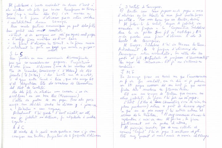 Llibreta escrita pel pagès, Josep Olivas.