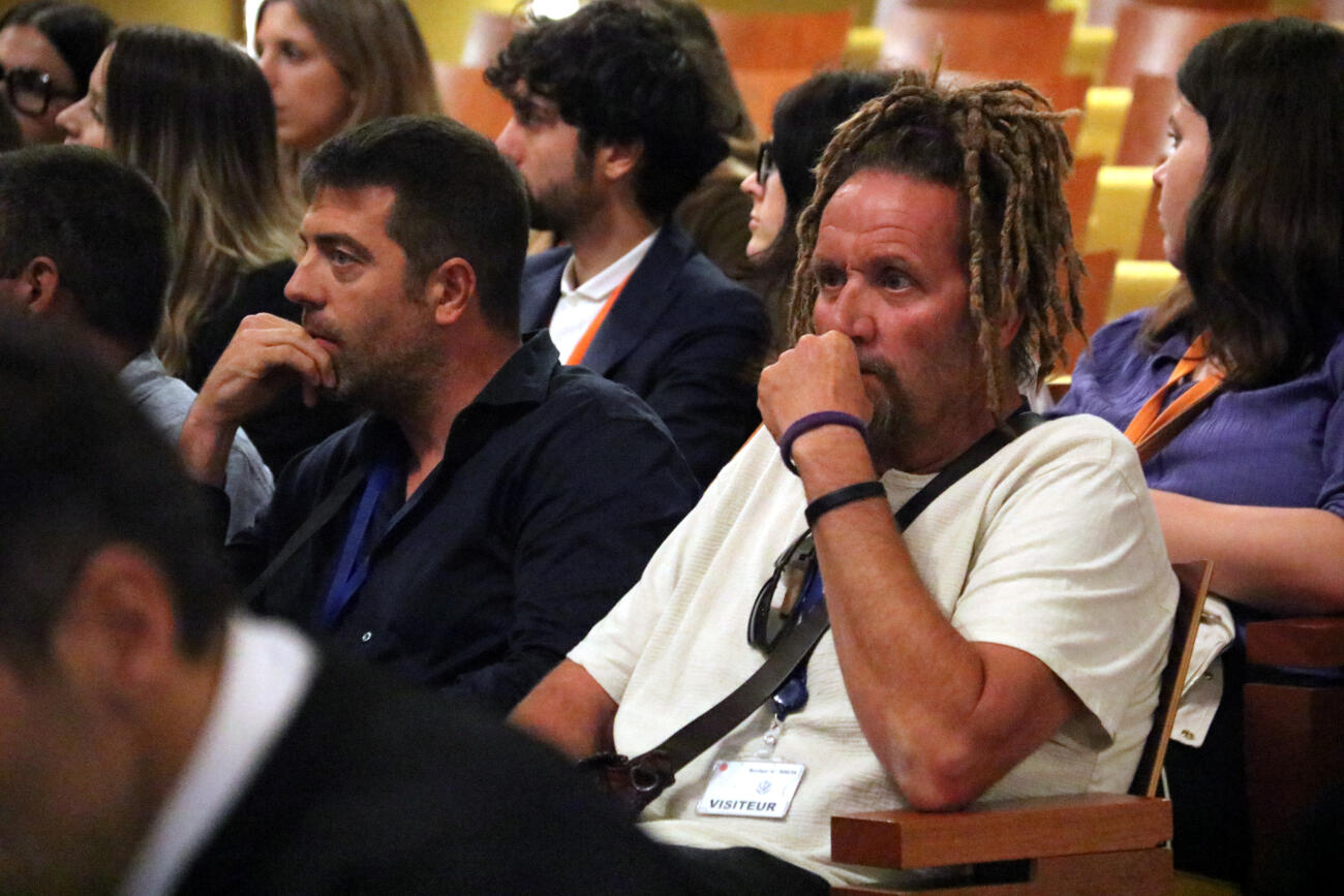 Xevi Buigas i Edu Garzón, acusats en l'operació Judes, a la gran sala del TJUE el 15 de juliol passat.