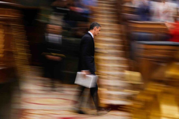 Pedro Sánchez durant la sessió d'ahir al congrés espanyol (fotografia: Borja Sanchez-Trillo).