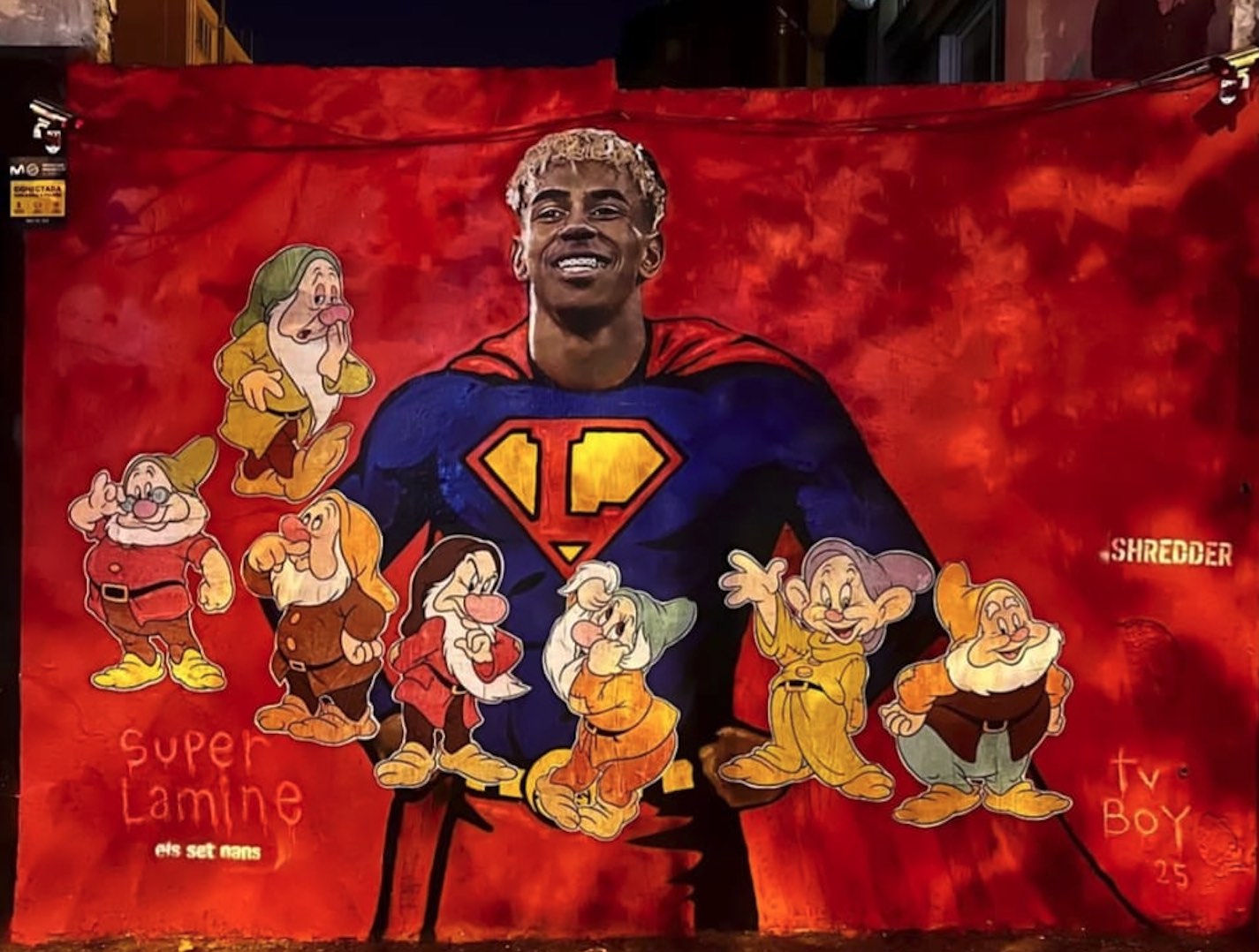 El mural de Lamine Yamal vandalitzat. Fotografia: Edu Polo (Instagram).