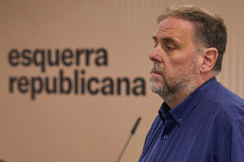 Junqueras dissabte, a la reunió del consell nacional d'ERC (fotografia: Alejandro García).