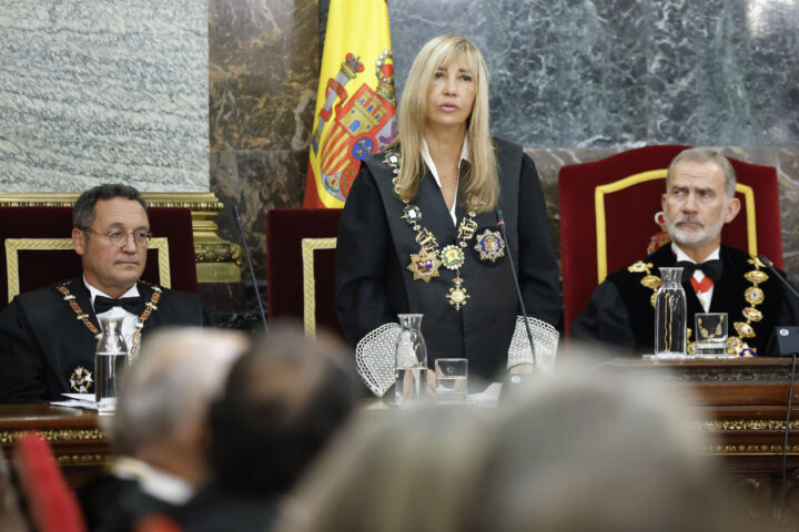 La presidenta del CGPJ i del Tribunal Suprem, Isabel Perelló, intervenint durant l'acte d'obertura de l'any judicial.