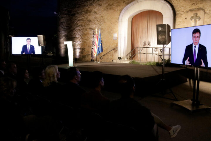 El president Puigdemont, en un moment de la intervenció (fotografia: ACN / Marina López).