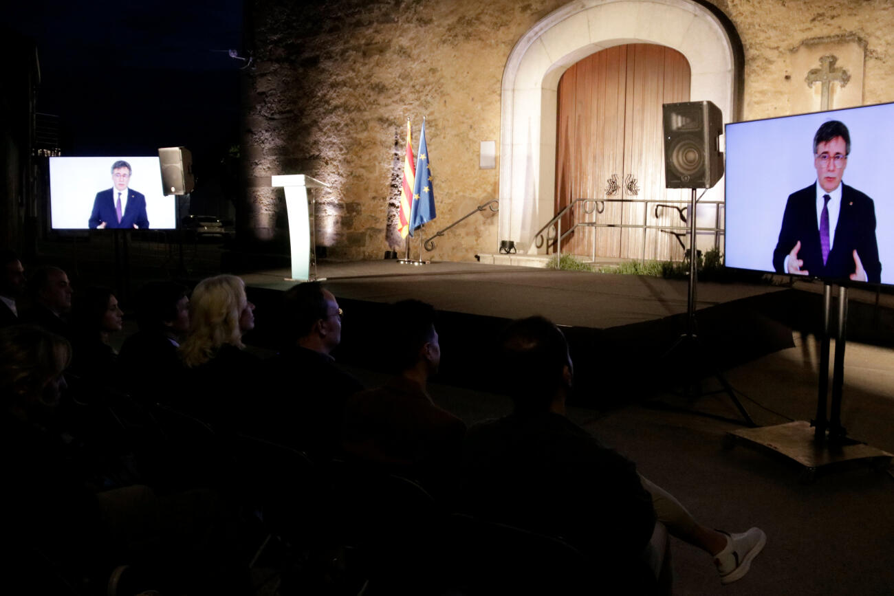 El president Puigdemont, en un moment de la intervenció (fotografia: ACN / Marina López).