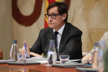 El president de la Generalitat, Salvador Illa, en una reunió del consell executiu (fotografia: ACN).