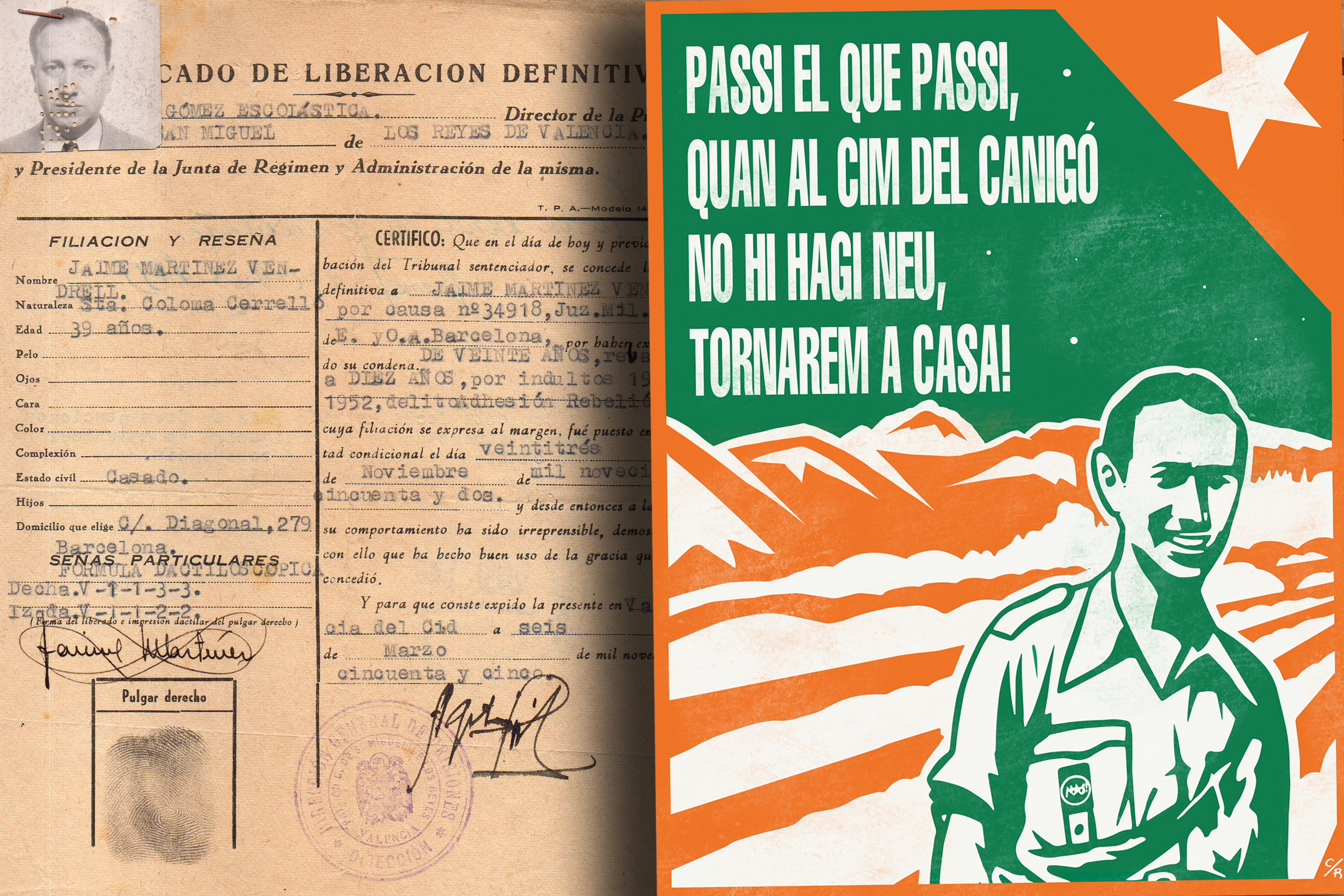 Fotografia: fitxa de l'arxiu de Robert Surroca i cartell de Cesc Roca per a la Fundació Reeixida