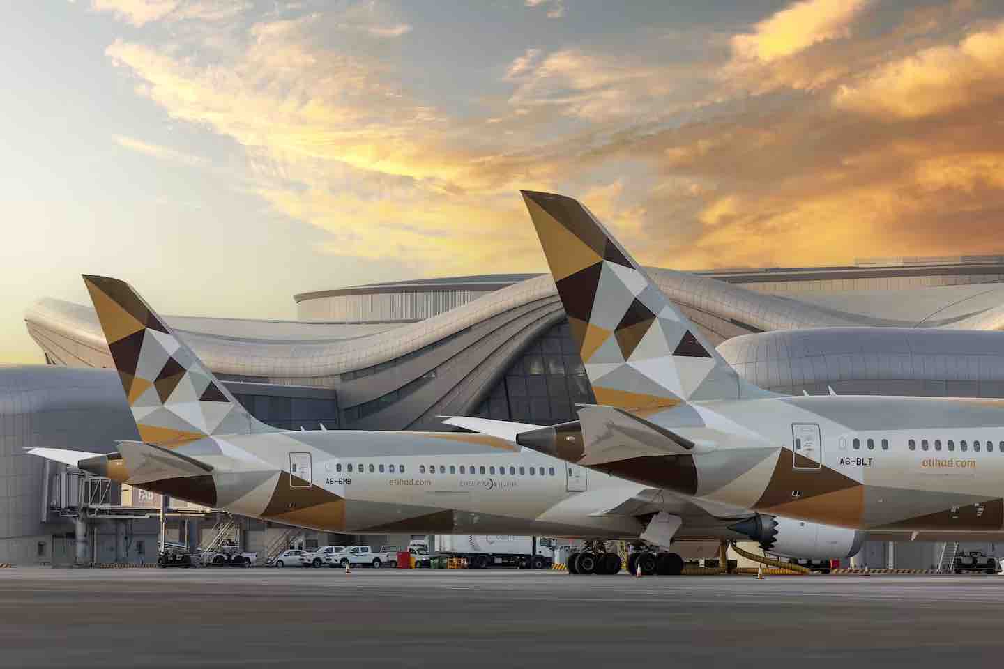 Avions d'Etihad a l'aeroport d'Abu Dhabi