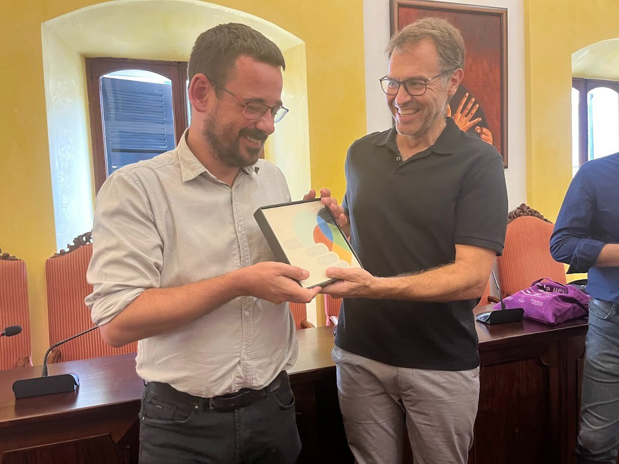 Lluc Salellas i Miquel Oliver, en un moment de la trobada.