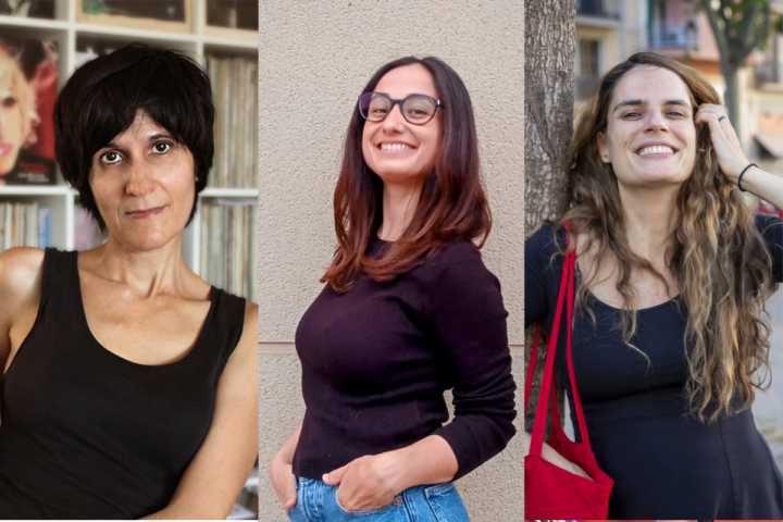 Helena Tornero i Lara Díez Quintanilla, dramaturgues. Al mig, Llucia Serra, poeta.