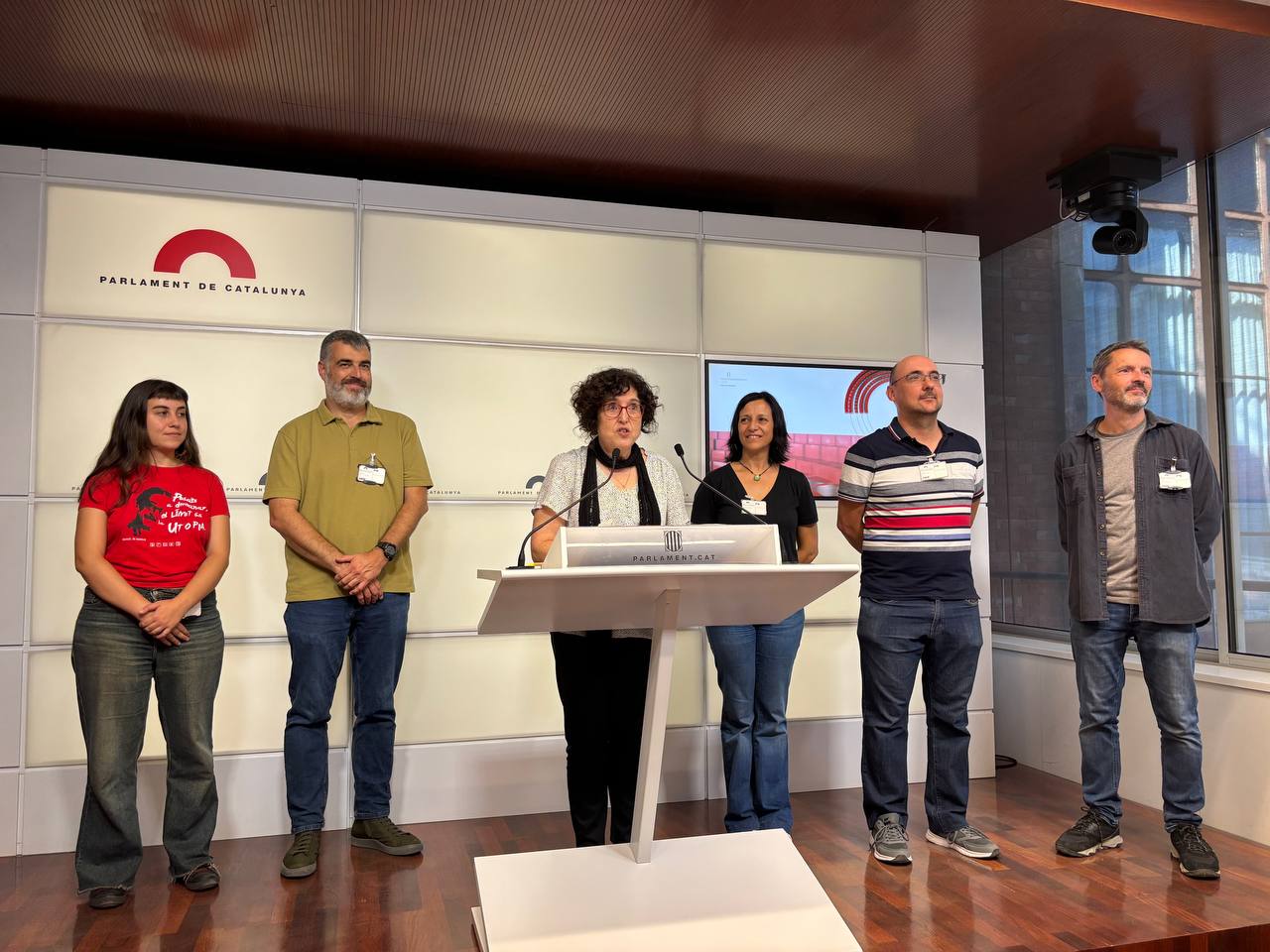 Un moment a la conferència de premsa al Parlament de Catalunya.