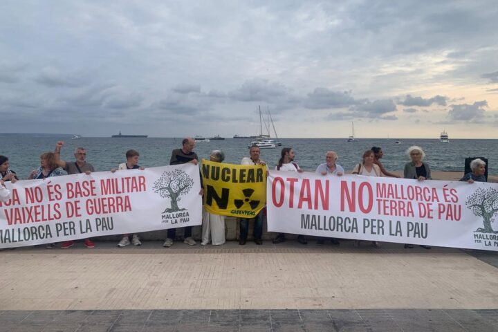 Més de mig centenar de manifestants protesten contra el portaavions a Palma.
