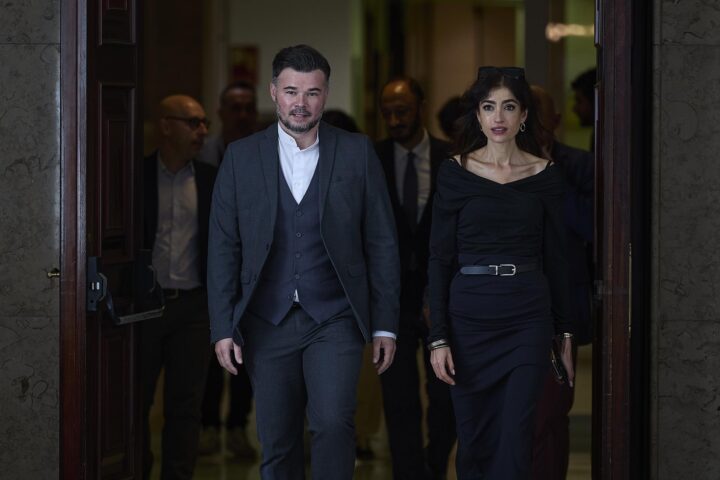 Gabriel Rufián, portaveu d'ERC, a l'arribada a la Junta de Portaveus del congrés espanyol, Madrid (fotografia de Jesús Hellín / Europa Press).