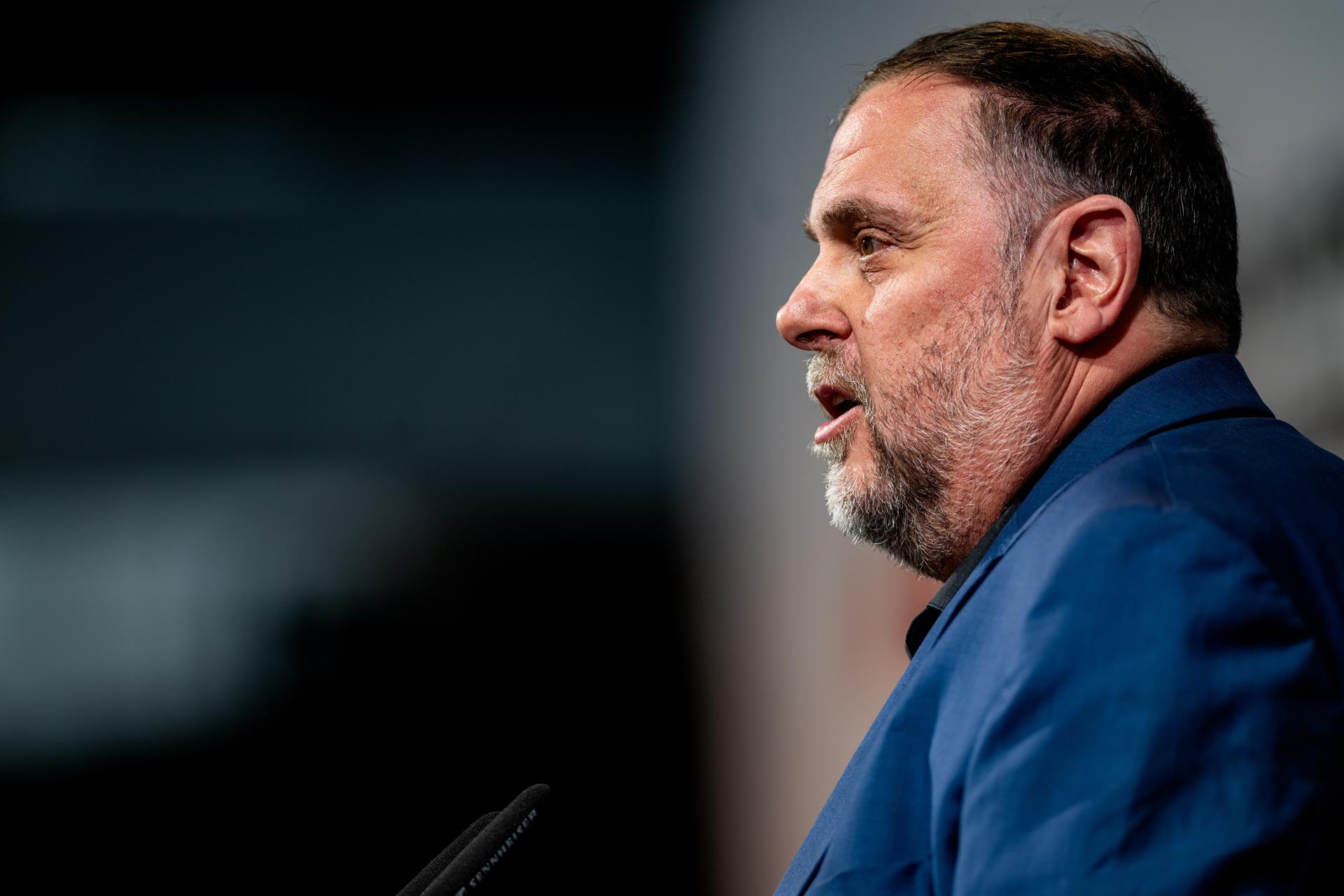 El president d’ERC, Oriol Junqueras, intervé durant la cloenda del 30è congrés d’Esquerra Republicana