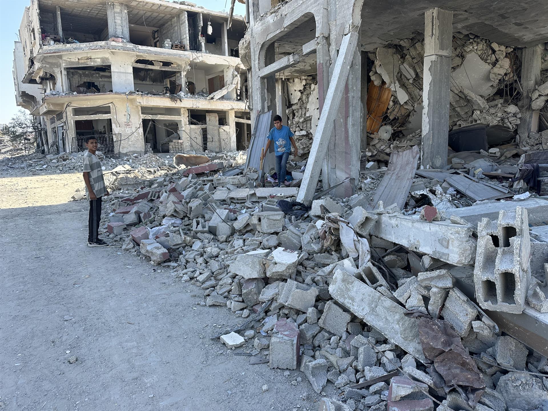 Enderrocs per atacs israelians a la ciutat de Jan Yunis durant l’alto-el-foc a Gaza. Fotografia: Europa Press/Contacto/Tamer Ibrahim