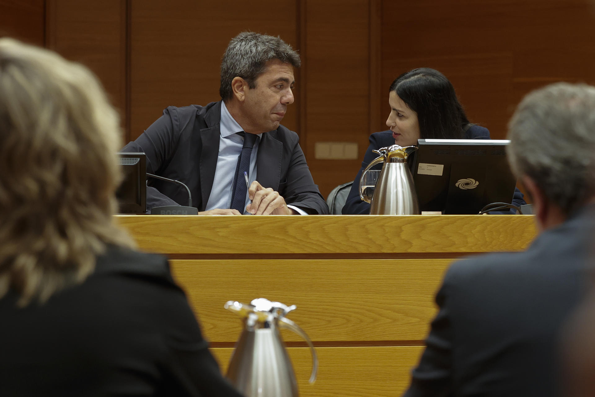 Carlos Mazón, en un moment de la compareixença (fotografia: EFE / Manuel Bruque).