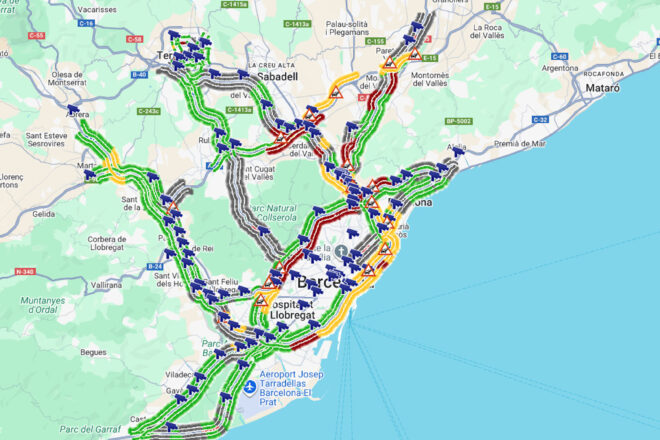 Caos a les carreteres del Barcelonès, Maresme i Vallès a causa de la pluja intensa