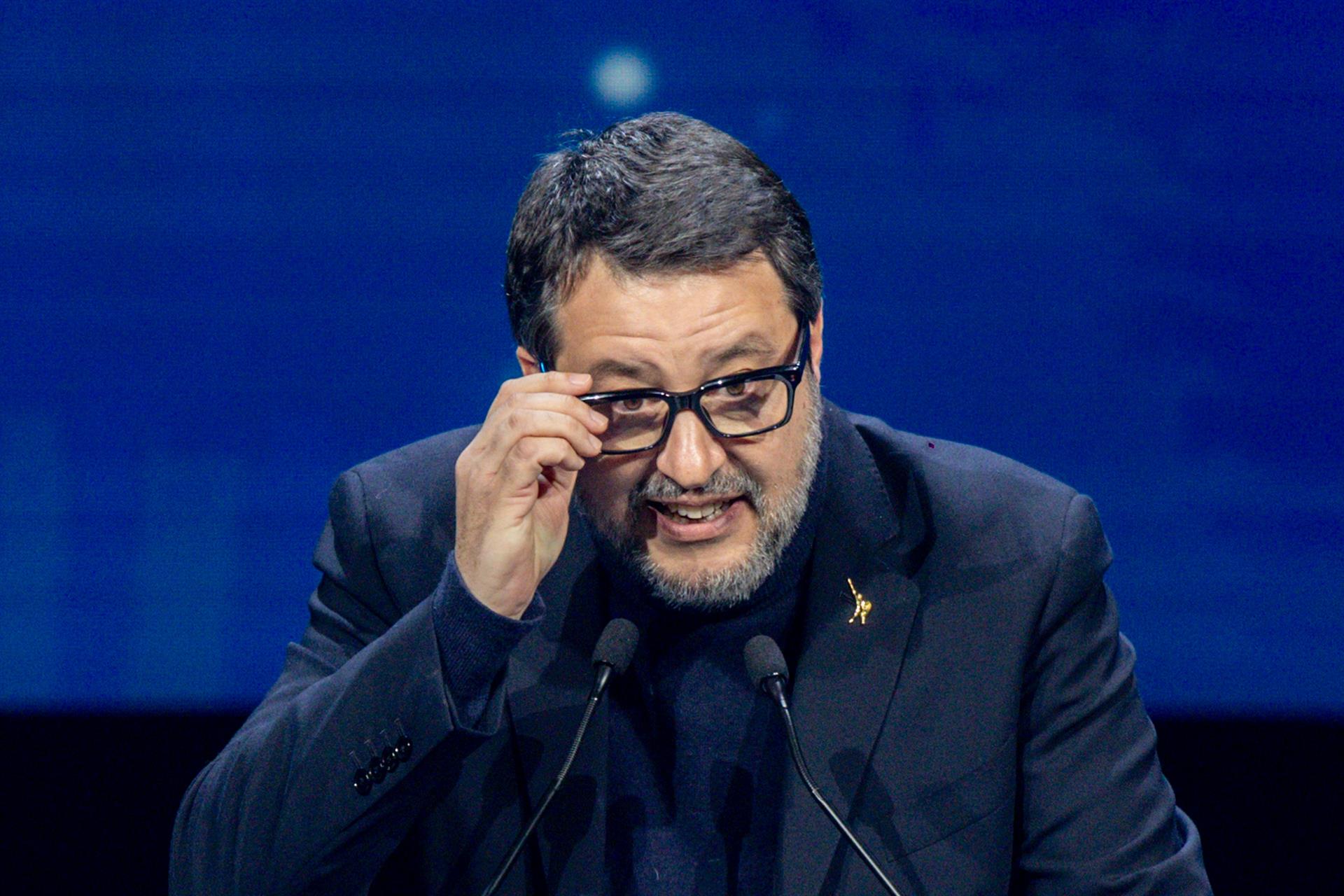 Arxiu - El líder de la Lliga i vicepresident del Consell de Ministres d’Itàlia, Matteo Salvini, intervé a la cimera ‘Patriots’ a Madrid, 8 de febrer de 2025. Vox hi va organitzar una cimera europea.