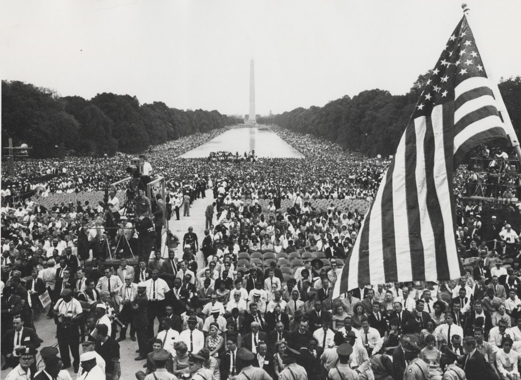 Vista de la marxa de Washington pel treball i la llibertat en reivindicació dels drets civils dels afroamericans, encapçalada per Martin Luther King, el 28 d'agost de 1963 (fotografia: Robert Joyce/Pennsylvania State University/Flickr).