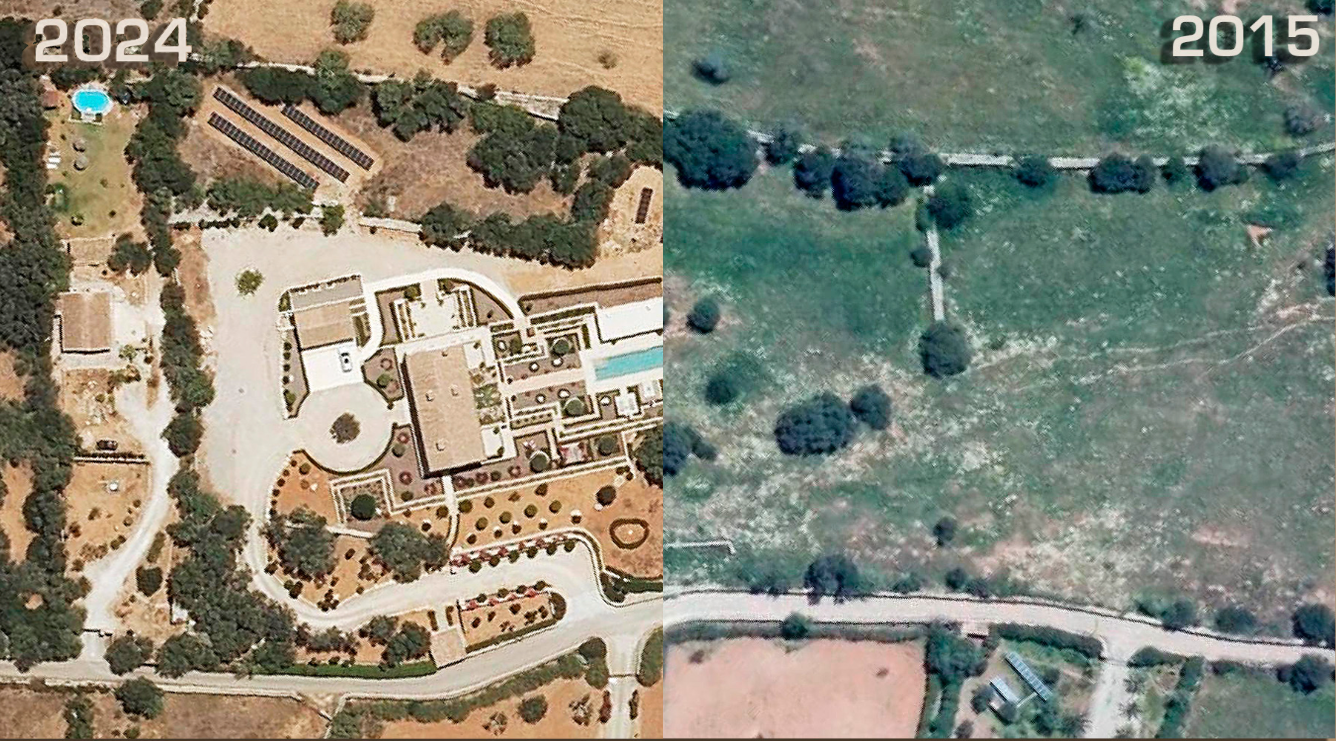 Una comparació del mateix terreny entre el 2015 i el 2024.