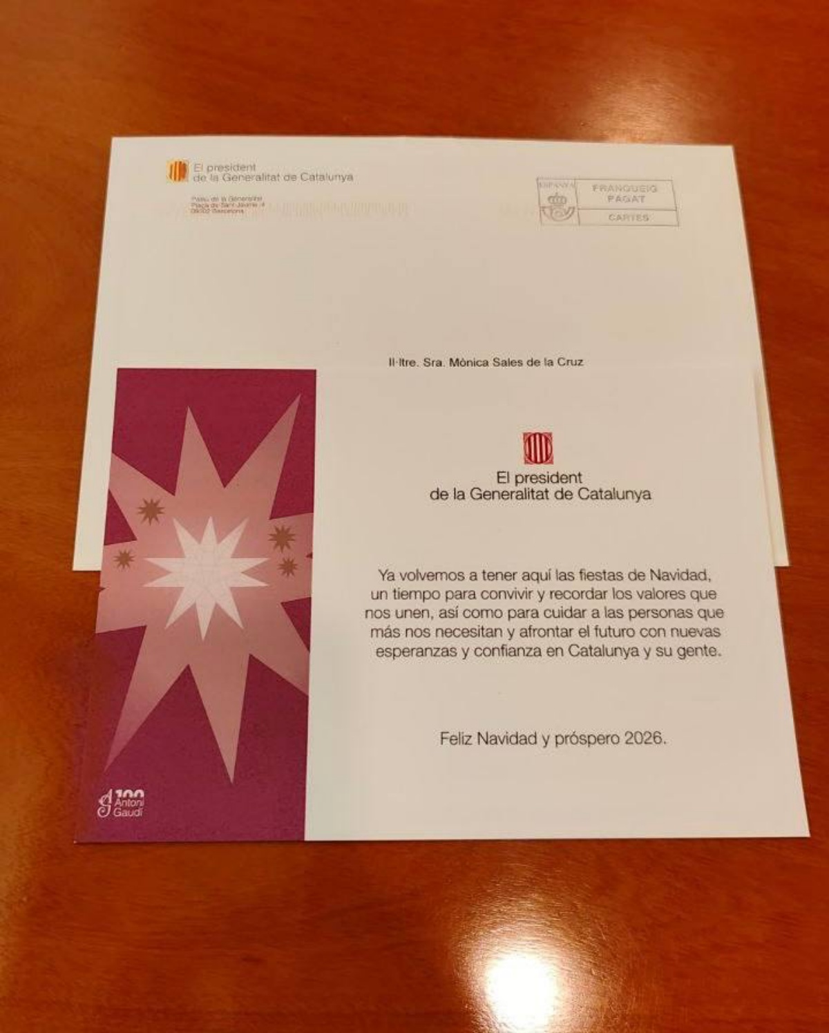 La nadala del president de la Generalitat que va rebre la presidenta del grup parlamentari de Junts, Mònica Sales