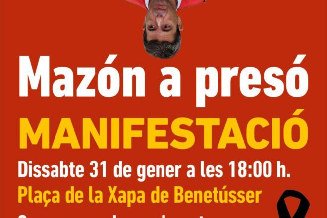 “Mazón a presó”: una nova manifestació recorrerà Benetússer, Sedaví i Alfafar