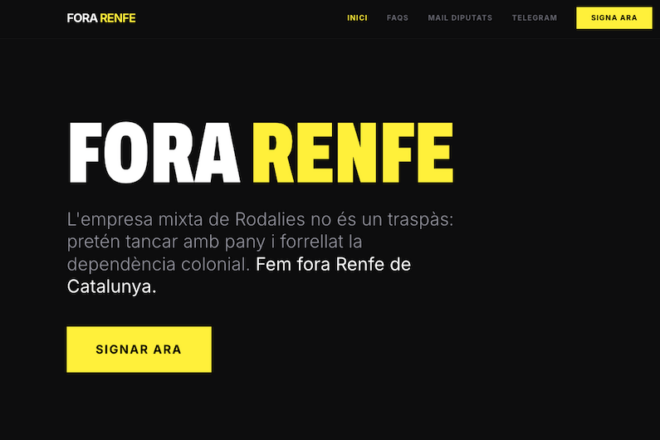 Alhora impulsa ‘forarenfe.cat’, una campanya digital contra l’empresa mixta de Rodalia