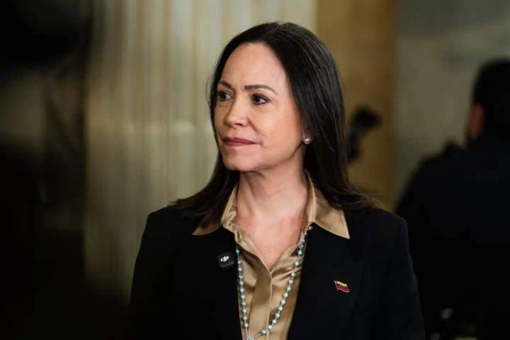 La cap de l'oposició veneçolana, María Corina Machado, a la sortida d'una ronda de reunions al Capitoli dels Estats Units, el 20 de gener proppassat (fotografia: Demetrius Freeman/The Washington Post).